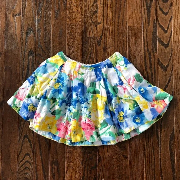 Polo Ralph Lauren Girls 5 Floral Pleated Sateen Mini Skirt w/Pockets - EUC! - Picture 2 of 12